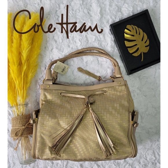 NWT Cole Haan Drawstring Shoulder Soft Gold Bag - Picture 2 of 13